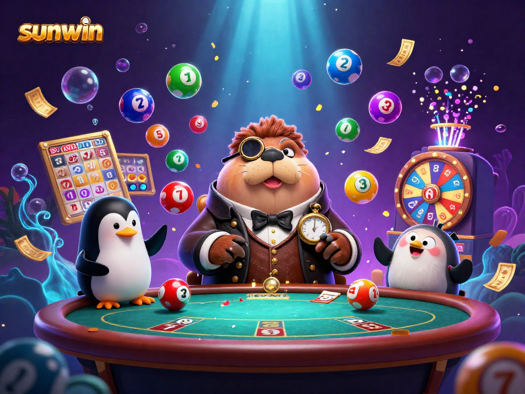 Experience thrilling gameplay with sunwin's underwater poker scene featuring a jolly walrus and unique game elements.