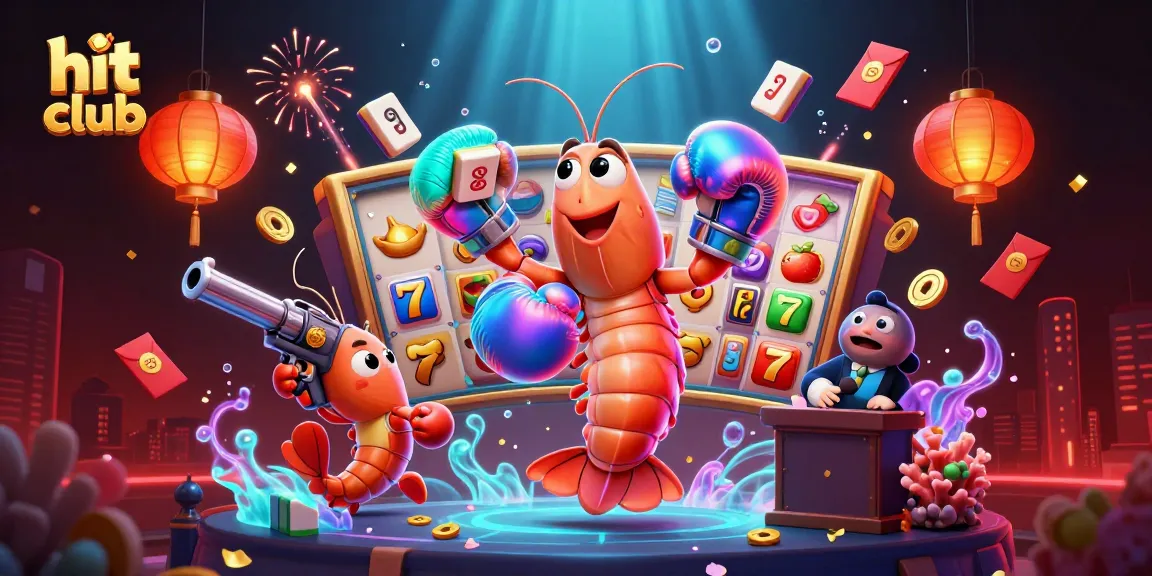 Experience the excitement of hit club with this vibrant casino-themed 3D illustration featuring lively sea creatures and dynamic gaming elements.