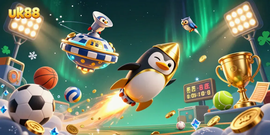 Experience thrilling gameplay with uk88 as a golden penguin delivers excitement through cosmic sports betting.