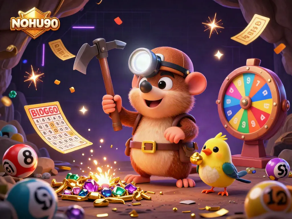 Experience thrilling jackpots and slot games with NOHU90 in a vibrant, dynamic casino setting.