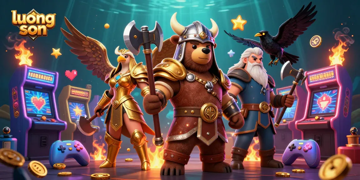Join the action at luong son with a Viking berserker bear and Valkyrie, as they celebrate the online casino experience.