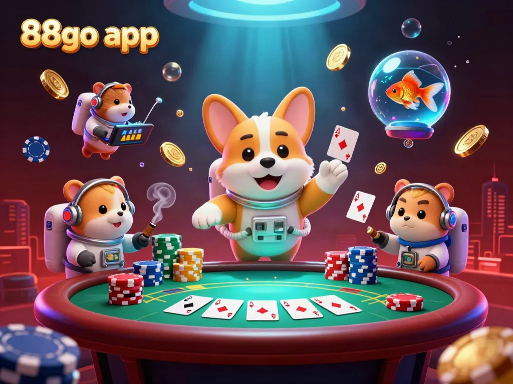 Experience the exciting 88go app featuring a dynamic space casino scene with gaming elements.
