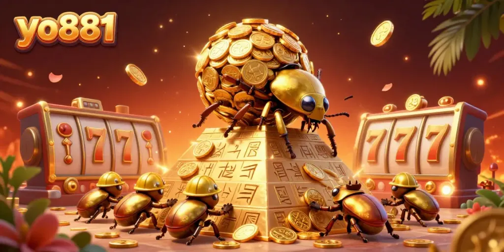 Win big with yo881's golden beetles in a vibrant casino scene loaded with treasures.