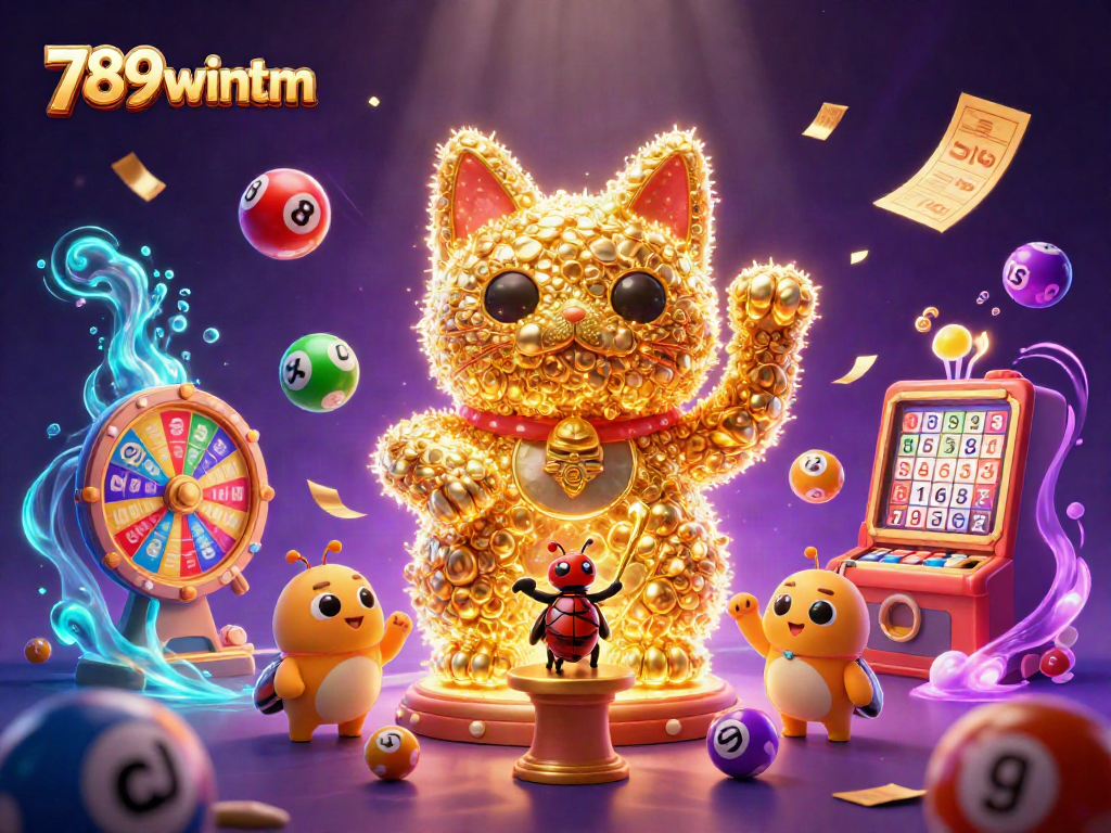Engage with 789wintm's dynamic lottery excitement featuring vibrant colors and casino elements.