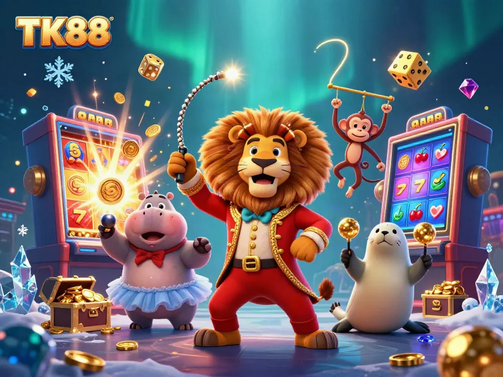 Experience the excitement of TK88 with vibrant casino elements and dynamic characters.