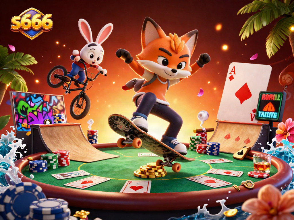 Experience the thrill of casino gaming with s666, featuring vibrant characters and dynamic casino elements.