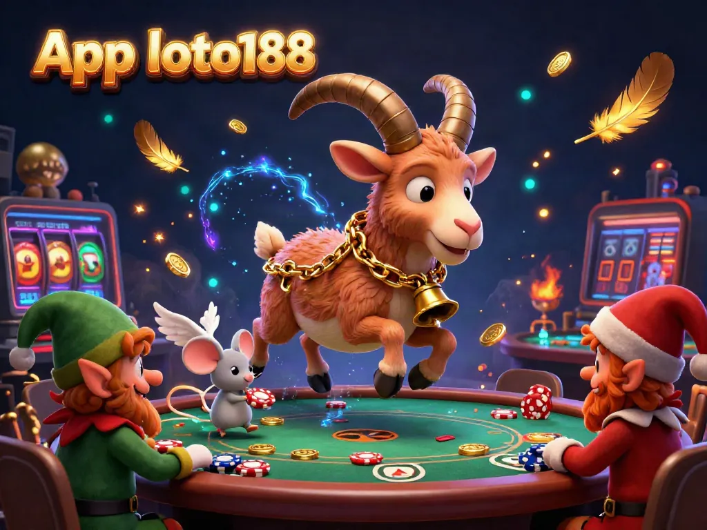 Engage with the App loto188 in a vibrant holiday horror casino, featuring cartoon characters in action.