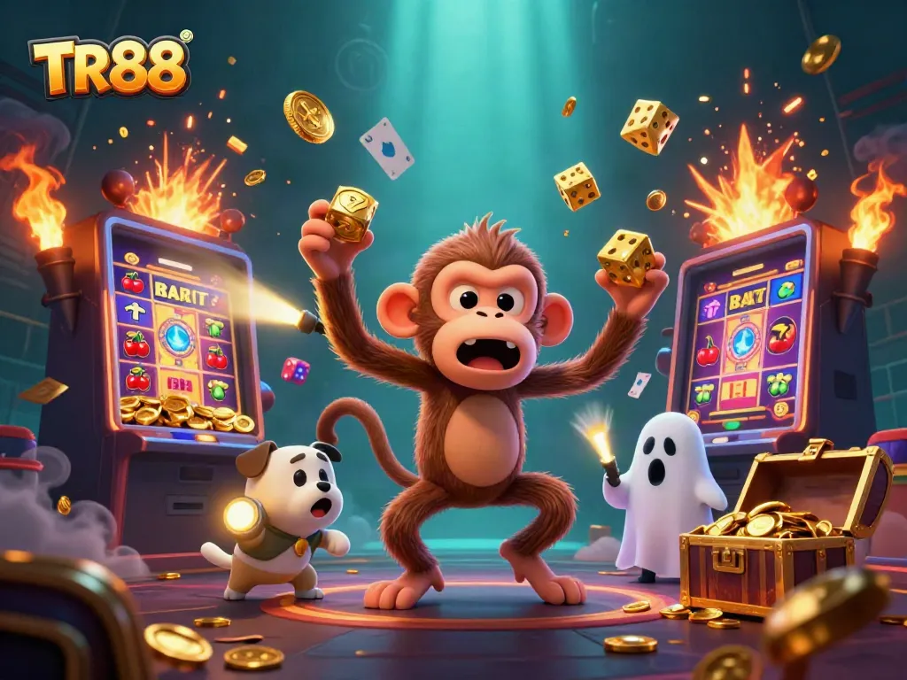 Experience TR88's thrilling casino adventure with a poltergeist monkey and ghost-hunter puppy in action.