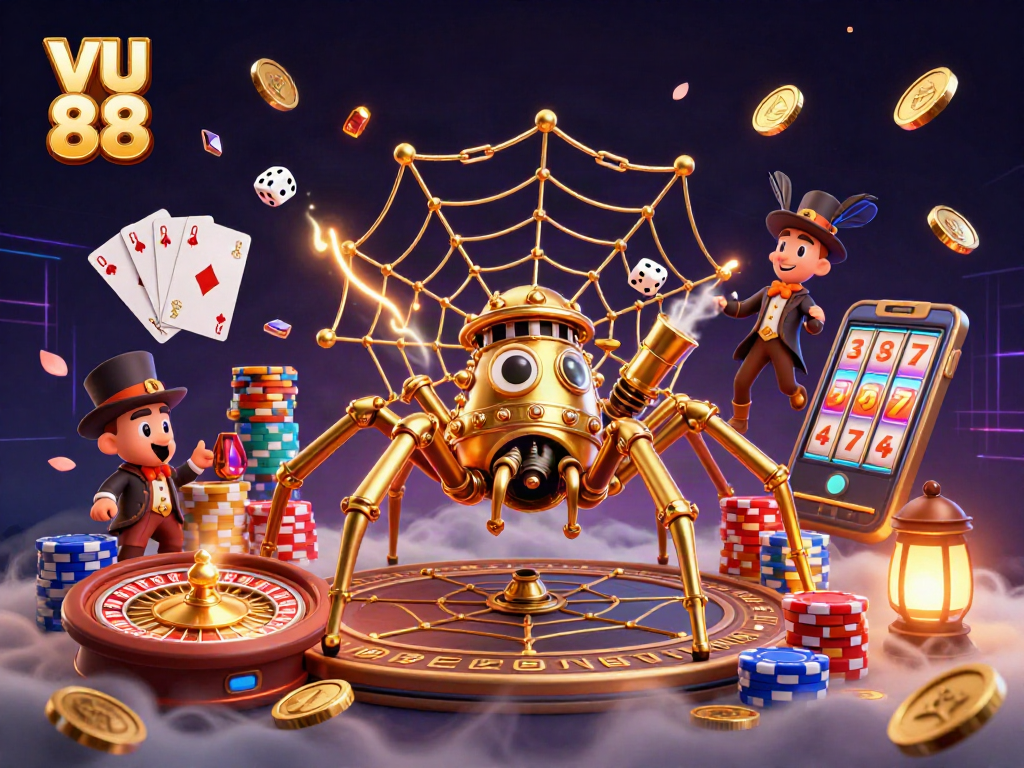 Engage in the thrilling world of vu 88 with a vibrant 3D casino illustration.