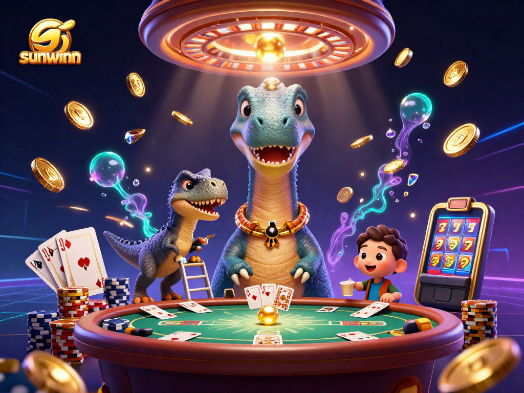 Players enjoy thrilling wins at sunwinn with its vibrant casino scene featuring animated characters and games