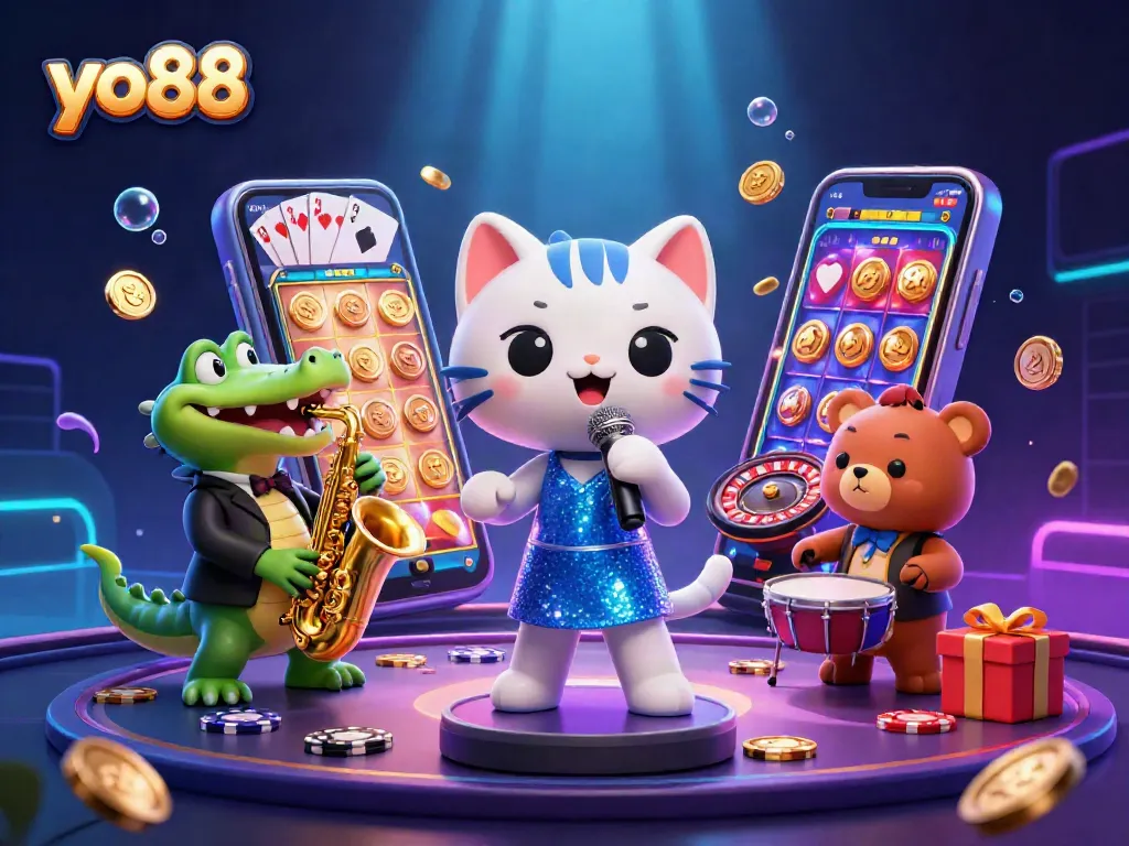 Experience exciting gameplay with yo88 featuring a dynamic casino scene with characters and game elements.