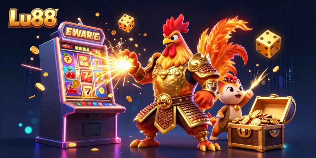 Engage with thrilling casino action at Lu88, featuring vibrant characters, exploding jackpots, and electrifying elements.