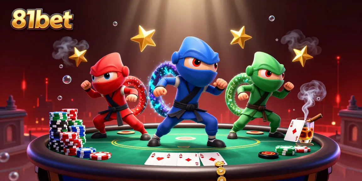 Engage in thrilling poker action with 81bet as ninja chameleons showcase their skills.