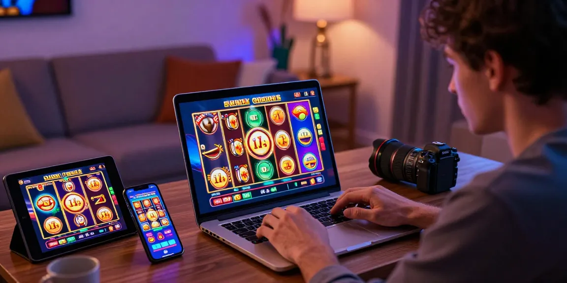 Dynamic online slot gaming experience with colorful reels and player focused on winning.