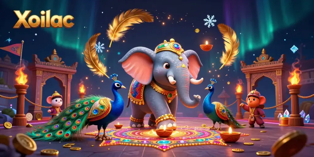 Xoilac showcases exciting animated scenes with vibrant characters and dynamic casino elements.