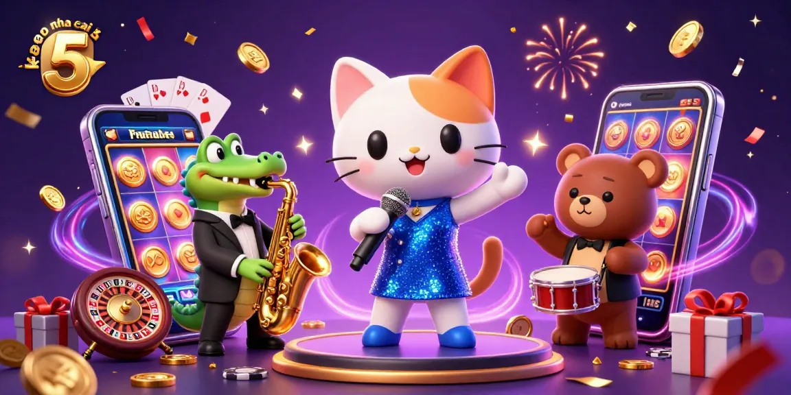 Experience keo nha cai 5 with vibrant casino characters and games in an enchanting setting.