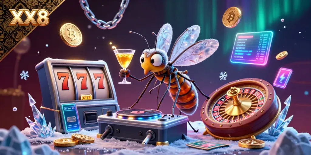 Experience the mesmerizing XX8 casino scene with unique characters and vibrant gaming elements.
