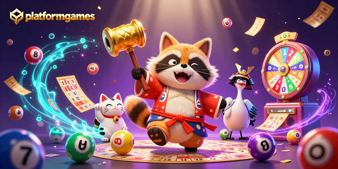 Engage with platformgames to enjoy an exciting scene of lucky tanuki and vibrant casino elements.