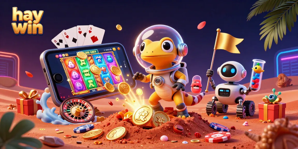hay win invites you to spin vibrant slot games amidst a Martian casino adventure, bursting with excitement and coins