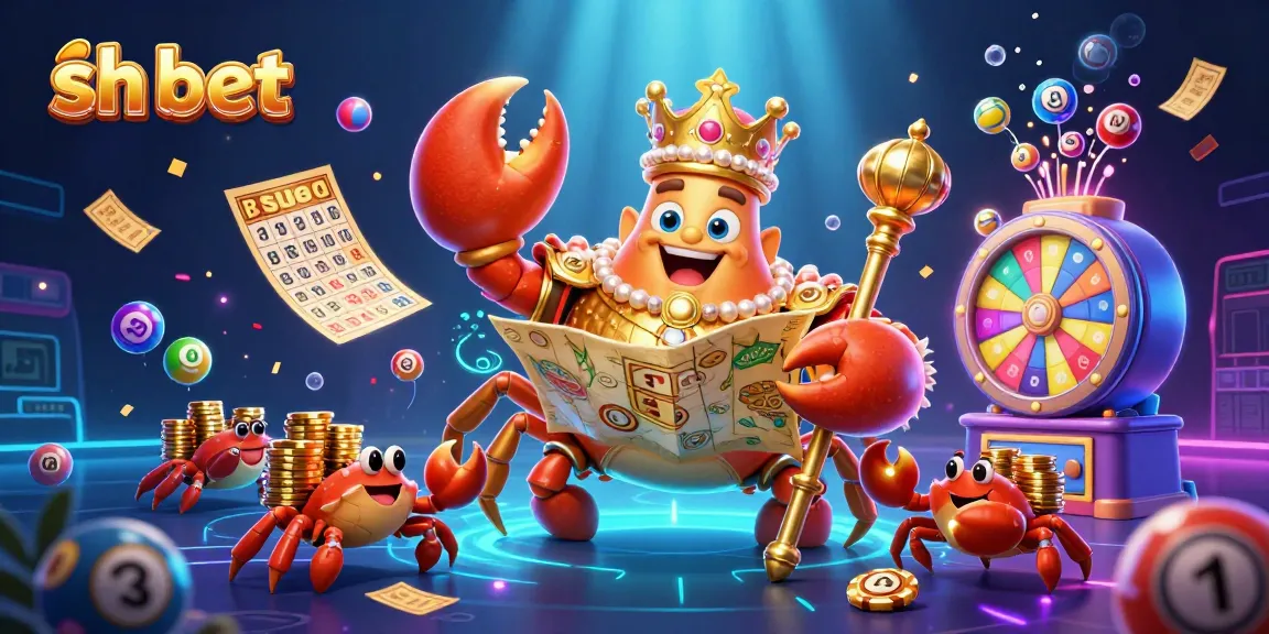 Experience the vibrant sh bet scene with a golden crab emperor amidst lively casino elements.