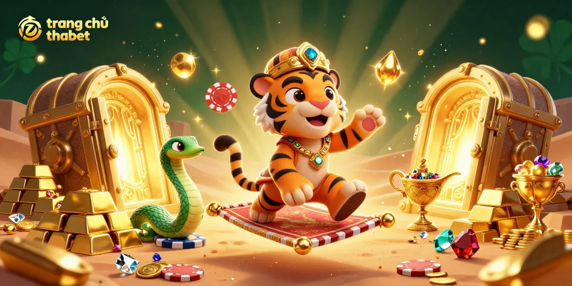 Engage in gaming at trang chủ thabet with a vibrant Arabian-inspired casino scene including treasure and excitement.