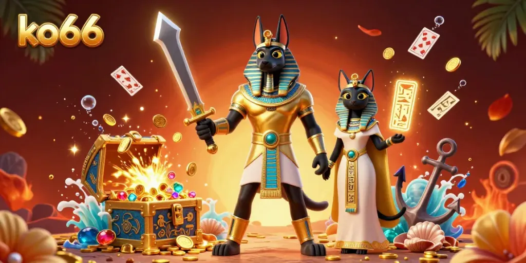 Engaging competition at ko66 with ancient warrior characters amidst vibrant casino elements.