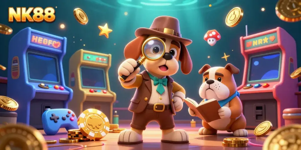 Engage with NK88's casino games as the detective searches for hidden treasures.