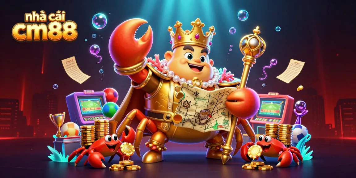Engage with exciting sports betting action at nhà cái cm88, showcasing thrilling elements like sports balls and trophies.