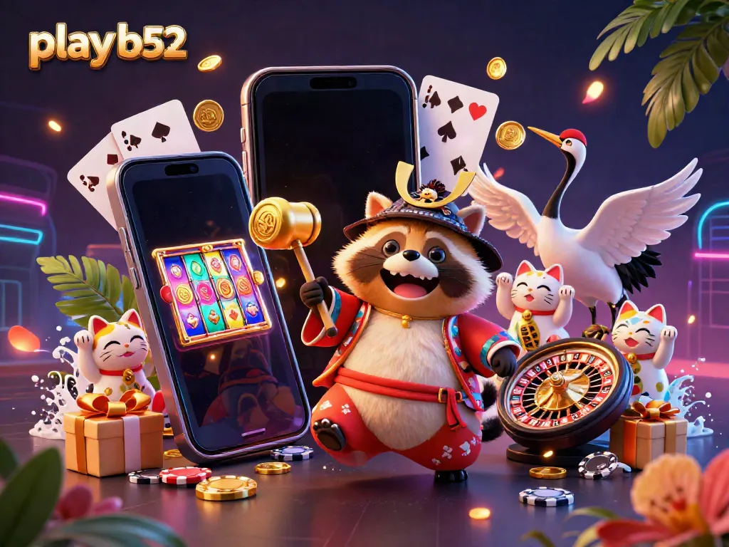 Experience thrilling gameplay with the play b52 platform featuring joyful characters, exciting slot games, and vibrant casino elements.