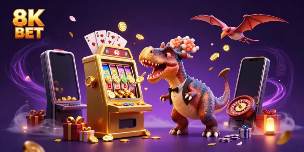 Experience thrilling wins at 8K BET with dynamic characters and vibrant casino action.