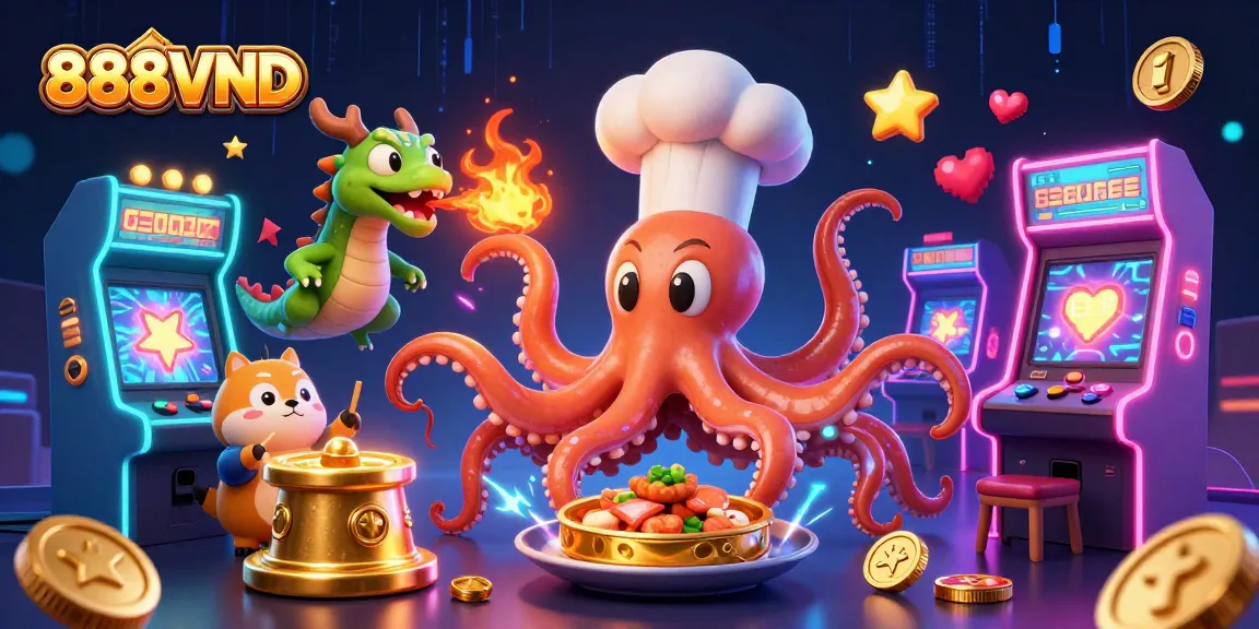 Experience thrilling gameplay at 888VND with a dynamic casino scene featuring vibrant slot machines.