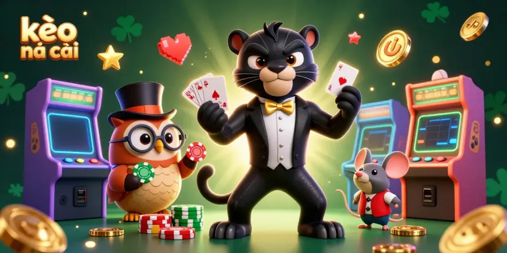 Engage in thrilling betting with kèo nhà cái featuring an elegant panther dealer, wise owl, and lucky mouse.
