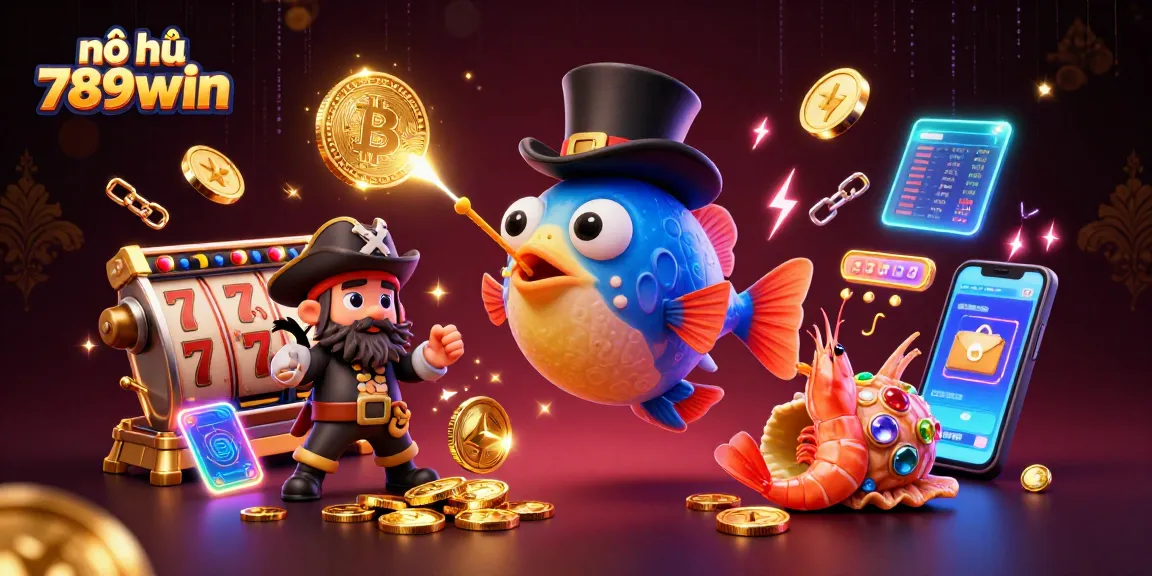 Engage in nổ hũ 789win with this vibrant 3D illustration featuring casino-themed characters and dynamic game elements.