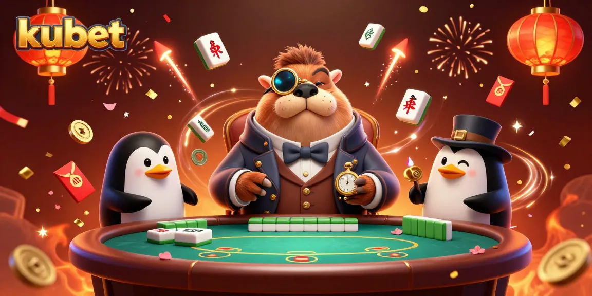 Kubet showcases thrilling underwater poker action with a jolly walrus and sophisticated players.