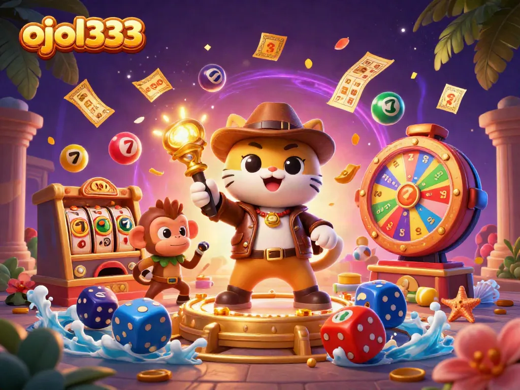 Engage with the thrilling world of ojol333 as a cat archaeologist explores a vibrant casino scene.