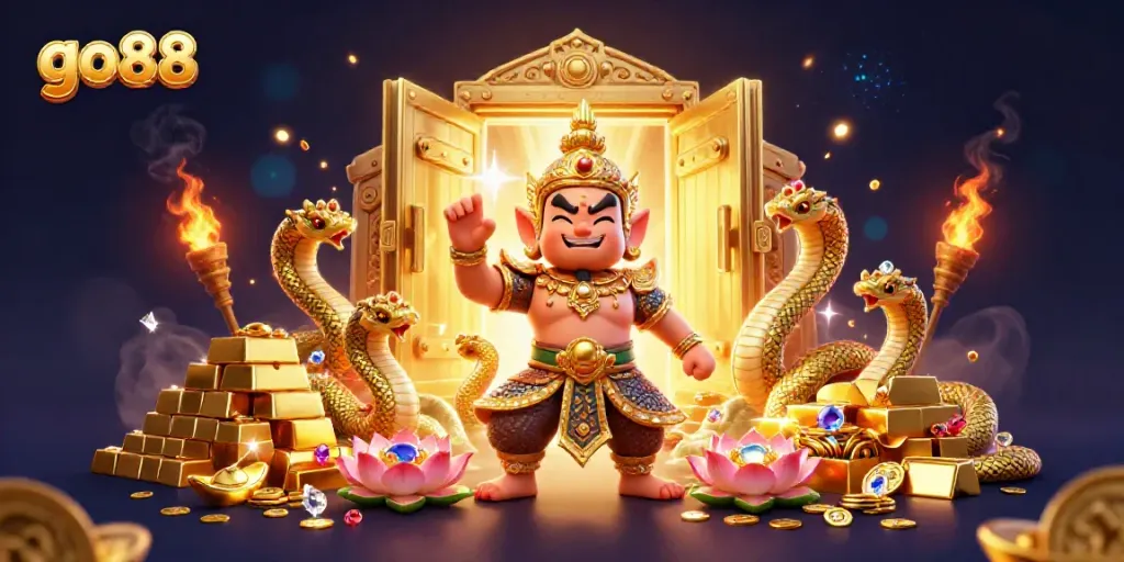 Engage with go88's vibrant world of casino gaming amidst treasure and excitement.