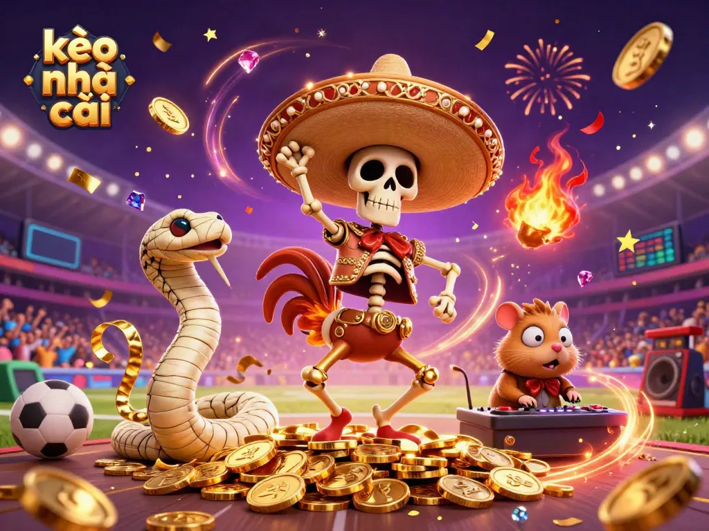 Engage with kèo nhà cái and experience thrilling sports betting moments, featuring a lively trio of characters in an energetic scene.