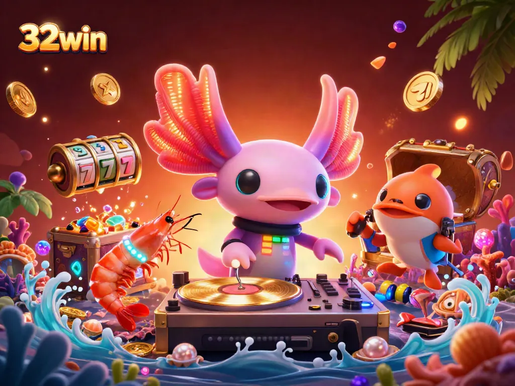 Experience the thrill of 32win with dynamic casino elements and vibrant characters.