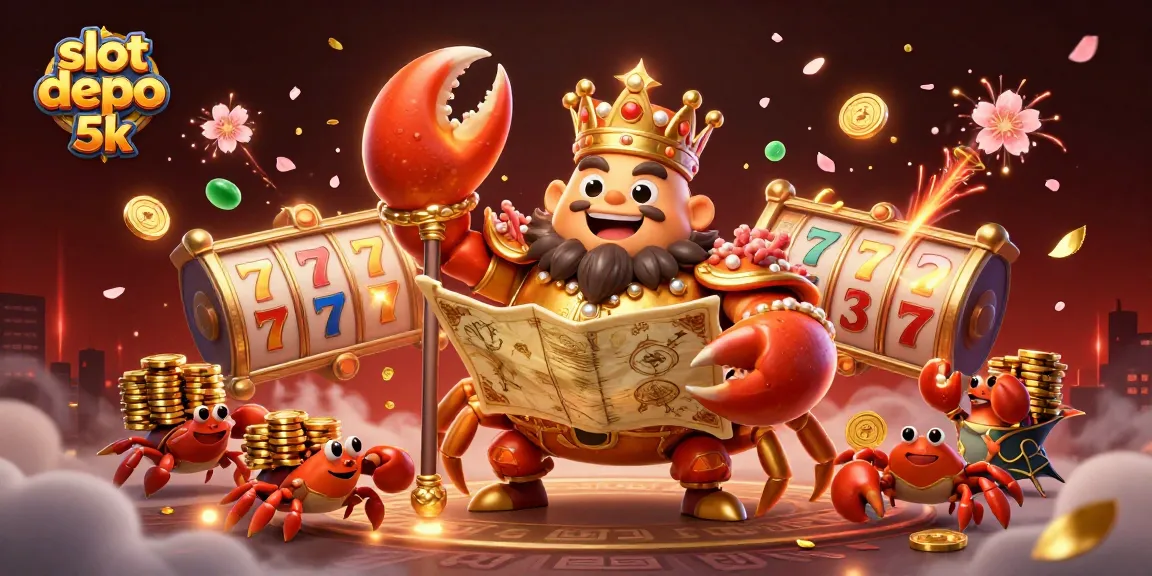 Spin to win with slot depo 5k as the golden crab emperor leads the casino adventure!