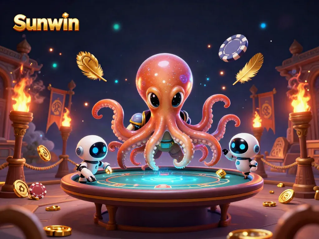 Experience thrilling gaming action with Sunwin in a vibrant cosmic casino scene.