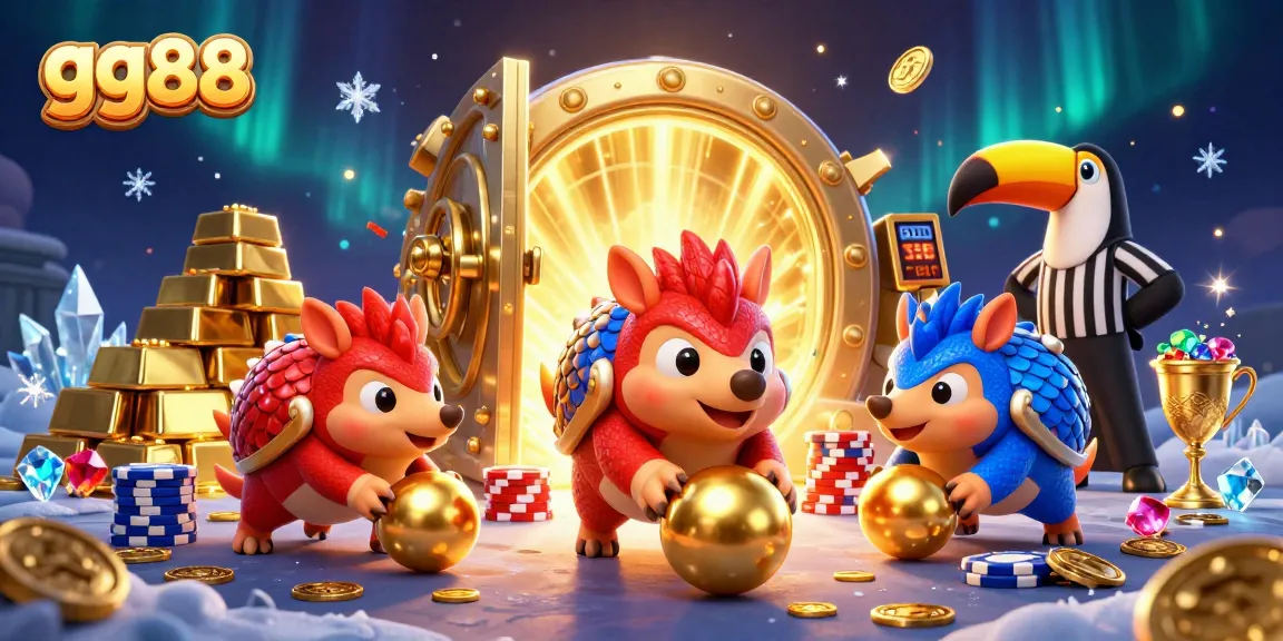 Engage with gg88, where rival pangolins face off among poker chips, gold bars, and dazzling gems.