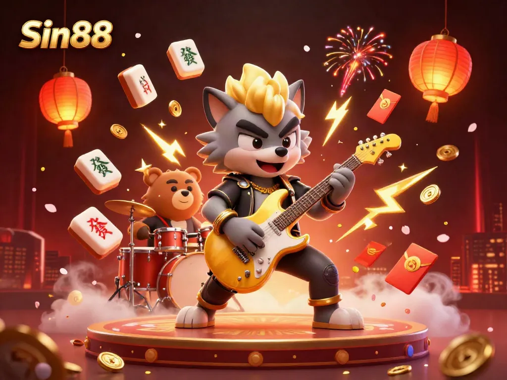 Celebrate wins at Sin88 with a vibrant 3D casino scene featuring exciting game elements.