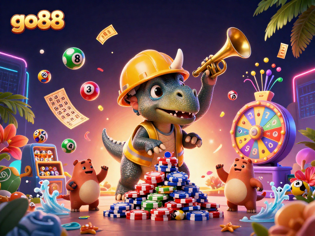 Experience energetic gameplay at go88 with vibrant celebration, dynamic elements, and gaming treasures