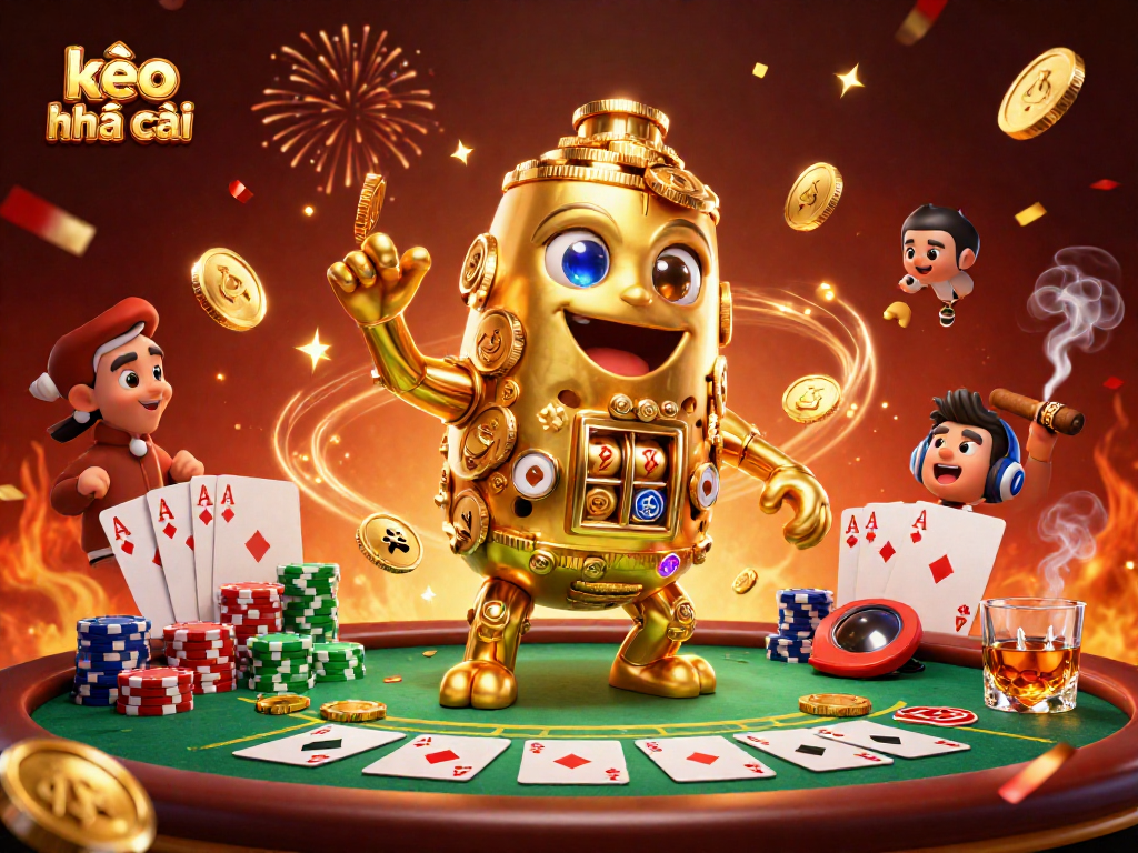Engage with kèo nhà cái through thrilling 3D casino action featuring a golden golem.