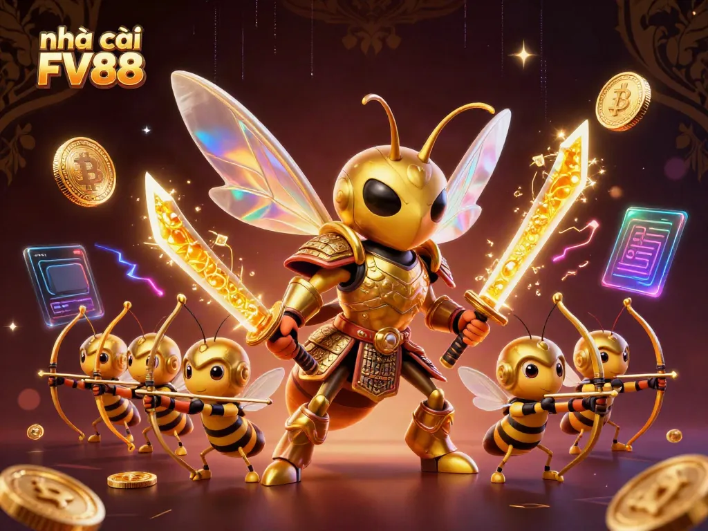 Engage with thrilling gameplay at nhà cái FV88 with fun symbols, neon lights, and vibrant casino elements.