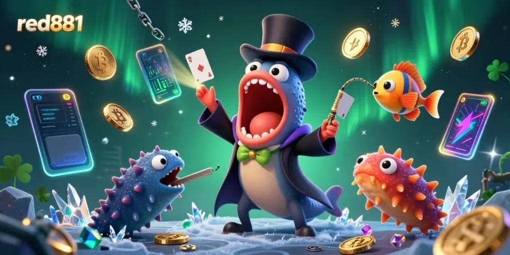 Engage with exciting card tricks and crypto elements in red881's vibrant underwater magic scene.