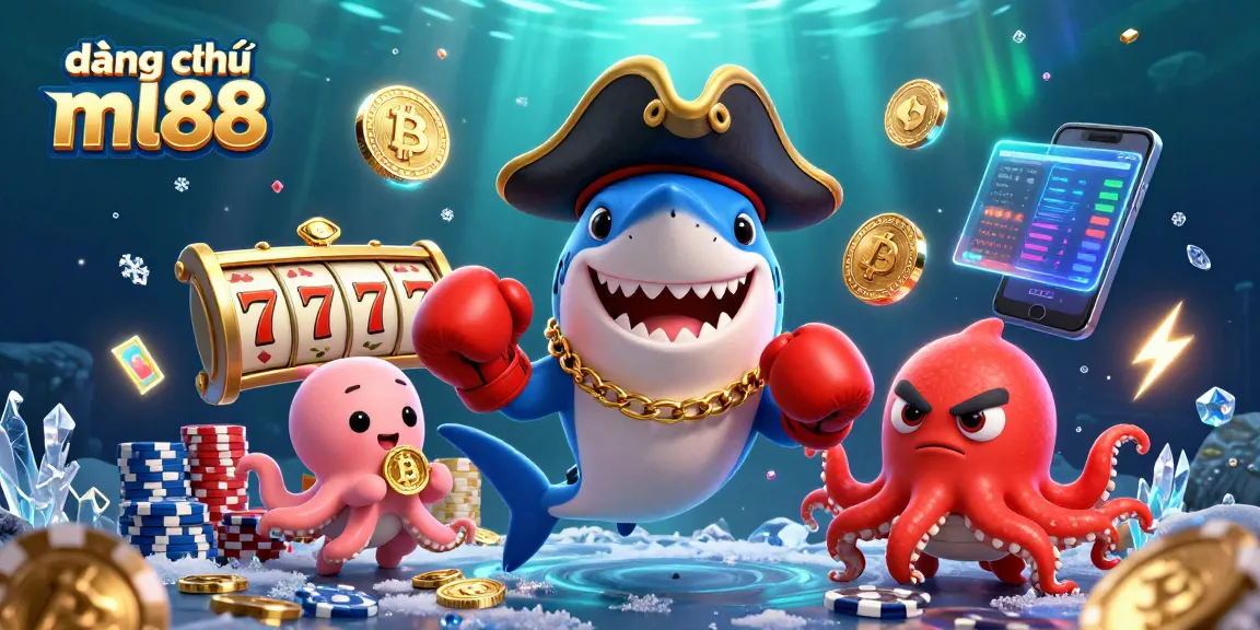 Engage in the world of đăng ký ml88 with vibrant casino characters and glowing gaming elements.