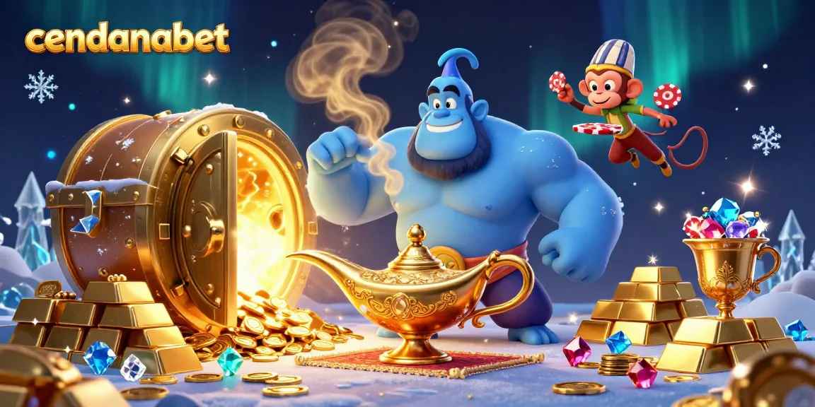 Engage in thrilling gaming on cendanabet with a genie bringing treasure and excitement.