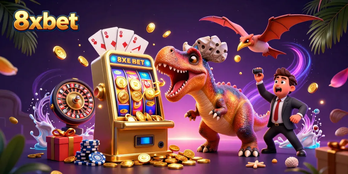 Experience the thrill as 8xbet's pachycephalosaurus wins jackpots amid a vibrant casino scene.