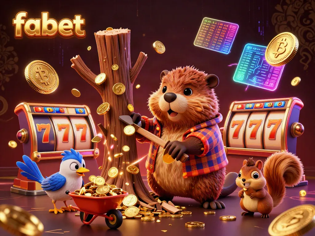 Experience the thrill of fabet with a vibrant and dynamic 3D casino scene featuring cartoon characters and colorful slot elements.